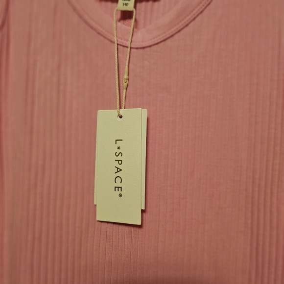 NWT L*space Jenna Pink Rib Knit Sleeveless Women's Midi Dress Size Medium 8/10 - Picture 8 of 10
